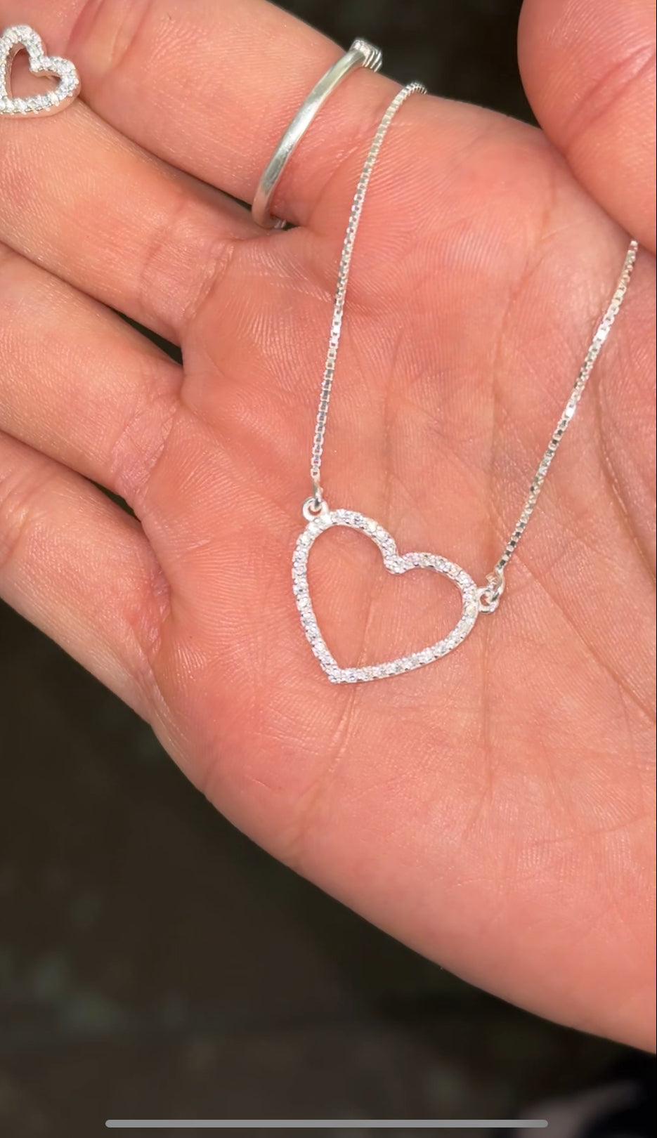CONJUNTO CORAÇÃO CRAVEJADO 45CM