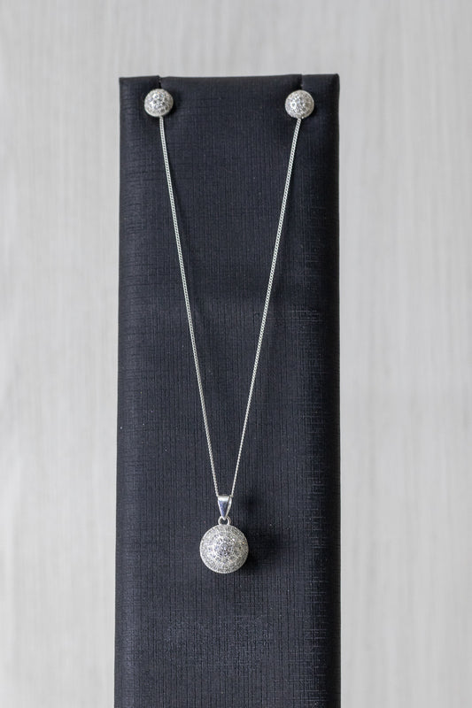 CONJUNTO BOLA CRAVEJADA 45CM EM PRATA 925