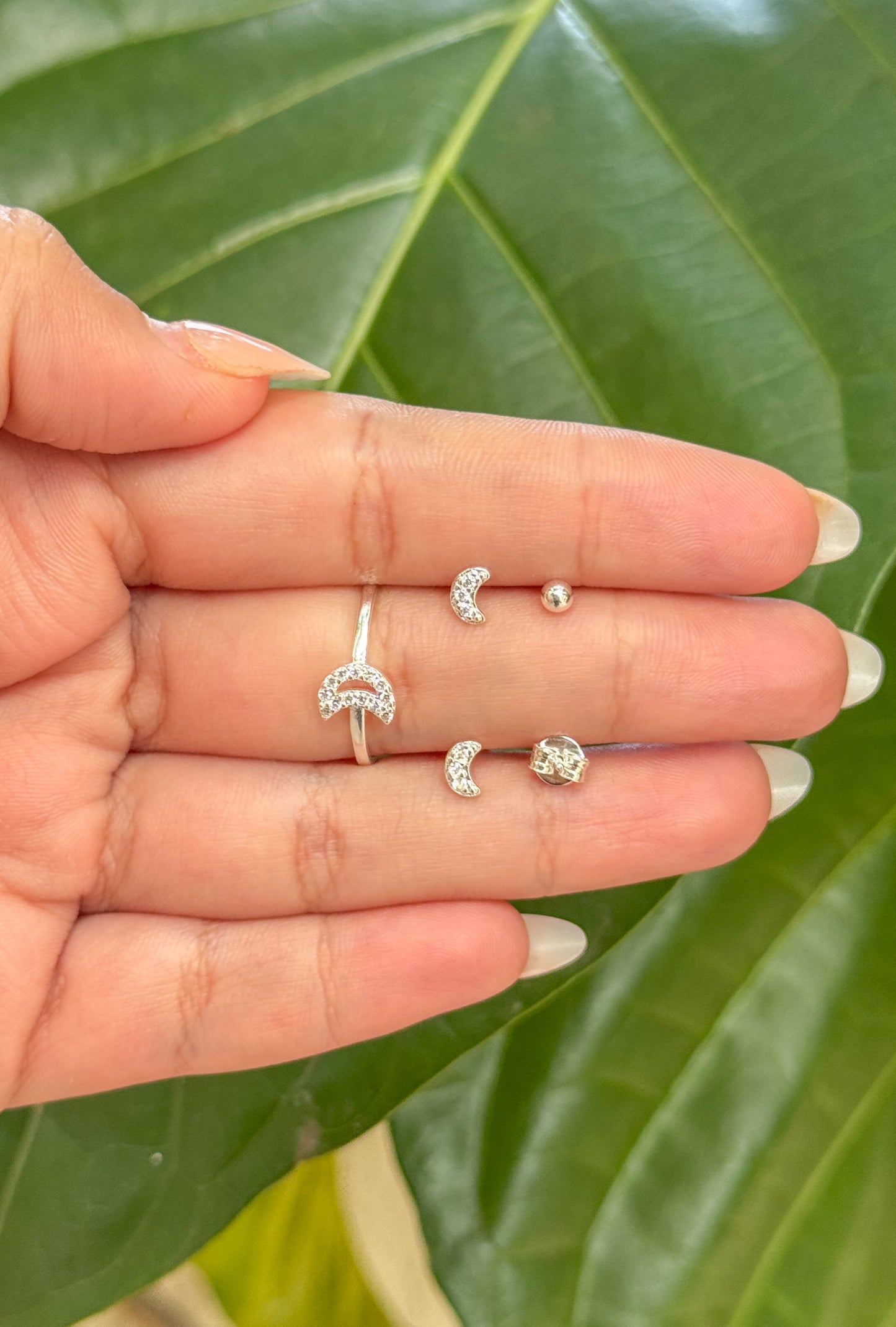 Conjunto Lua Cravejado em Prata 925