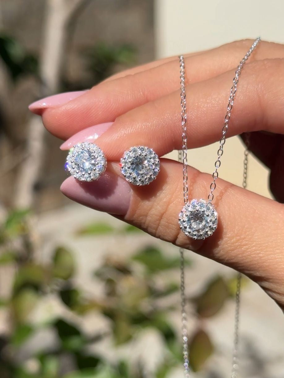 CONJUNTO CRAVEJADO EM PRATA 925