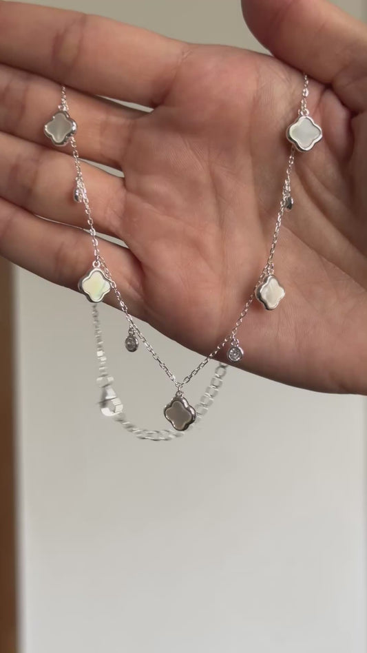 COLAR CHOCKER MADREPÉROLA 35CM+5CM EM PRATA 925