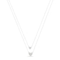 COLAR DUPLO CORAÇÃO 45CM PRATA 925