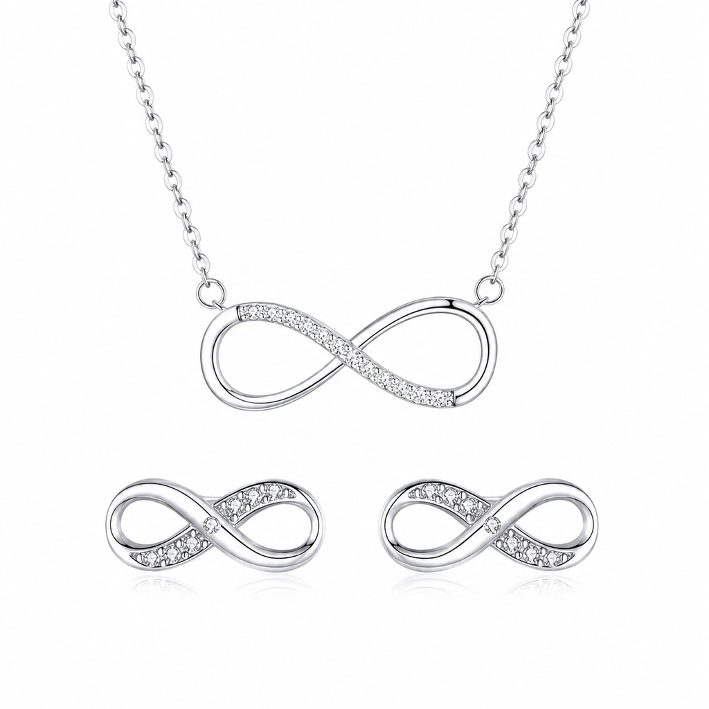 CONJUNTO INFINITO PRATA 925 COM BANHO DE RÓDIO