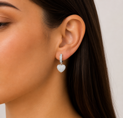 ARGOLA CRAVEJADA CORAÇÃO EM PRATA 925