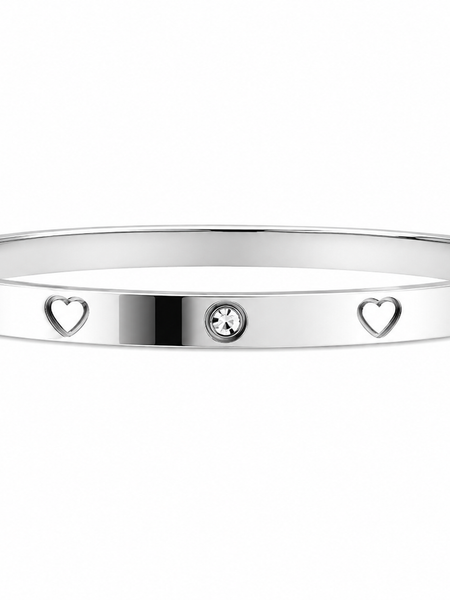 BRACELETE PONTO DE LUZ E CORAÇÃO AÇO INOXIDÁVEL