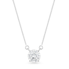 COLAR PONTO DE LUZ MOISSANITE 6MM X 40+5CM PRATA 925 COM BANHO DE RÓDIO
