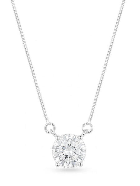 COLAR PONTO DE LUZ MOISSANITE 6MM X 40+5CM PRATA 925 COM BANHO DE RÓDIO