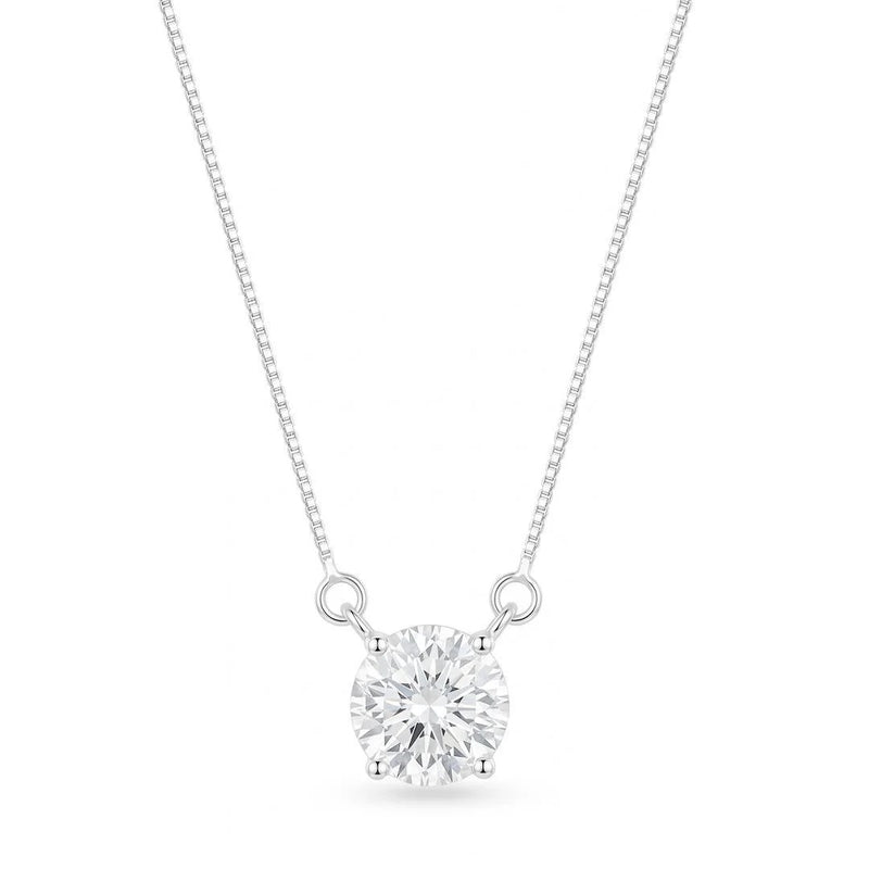COLAR PONTO DE LUZ MOISSANITE 6MM X 40+5CM PRATA 925 COM BANHO DE RÓDIO