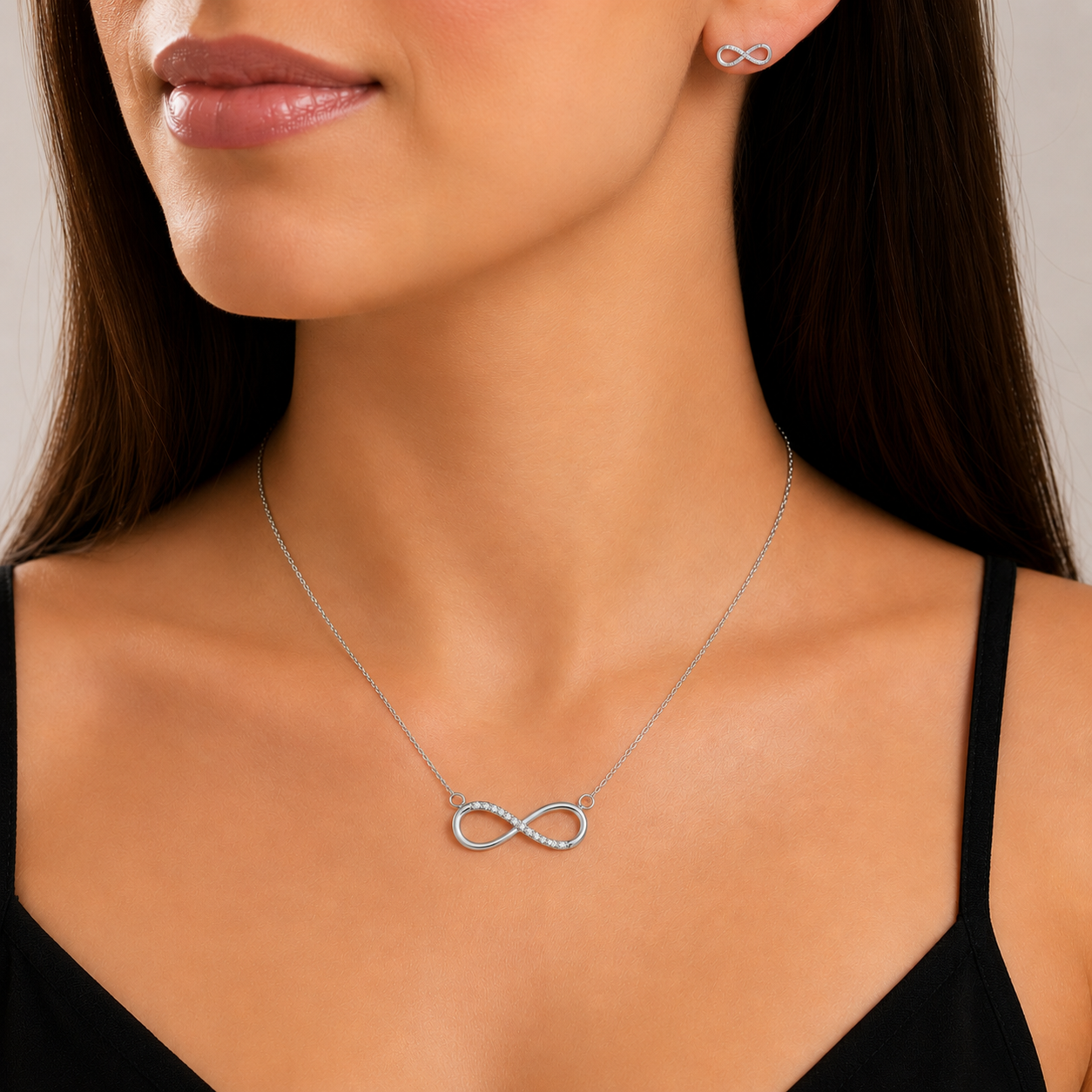 CONJUNTO INFINITO PRATA 925 COM BANHO DE RÓDIO