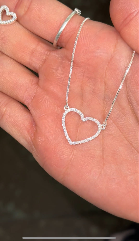 CONJUNTO CORAÇÃO CRAVEJADO 45CM