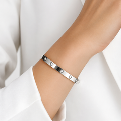BRACELETE PONTO DE LUZ E CORAÇÃO AÇO INOXIDÁVEL