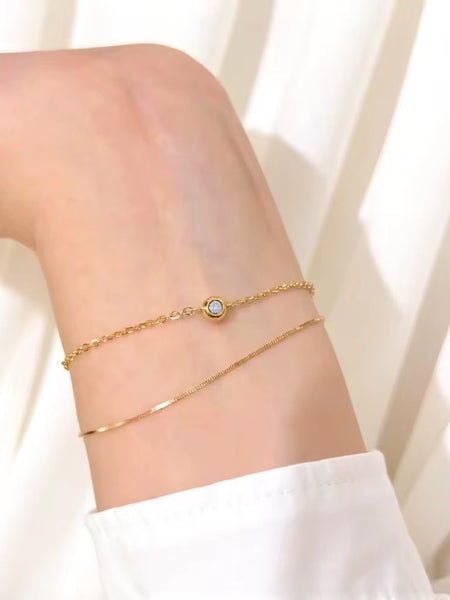 PULSEIRA DUPLA AÇO INOXIDÁVEL DOURADO