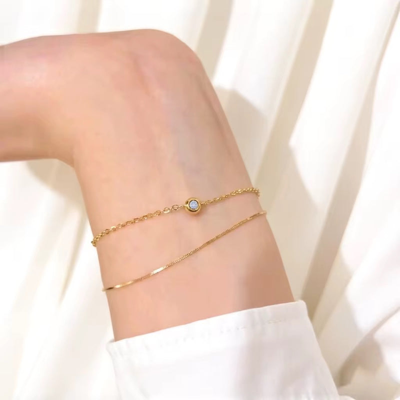 PULSEIRA DUPLA AÇO INOXIDÁVEL DOURADO