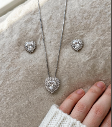 CONJUNTO CORAÇÃO CRISTAL 40+5CM