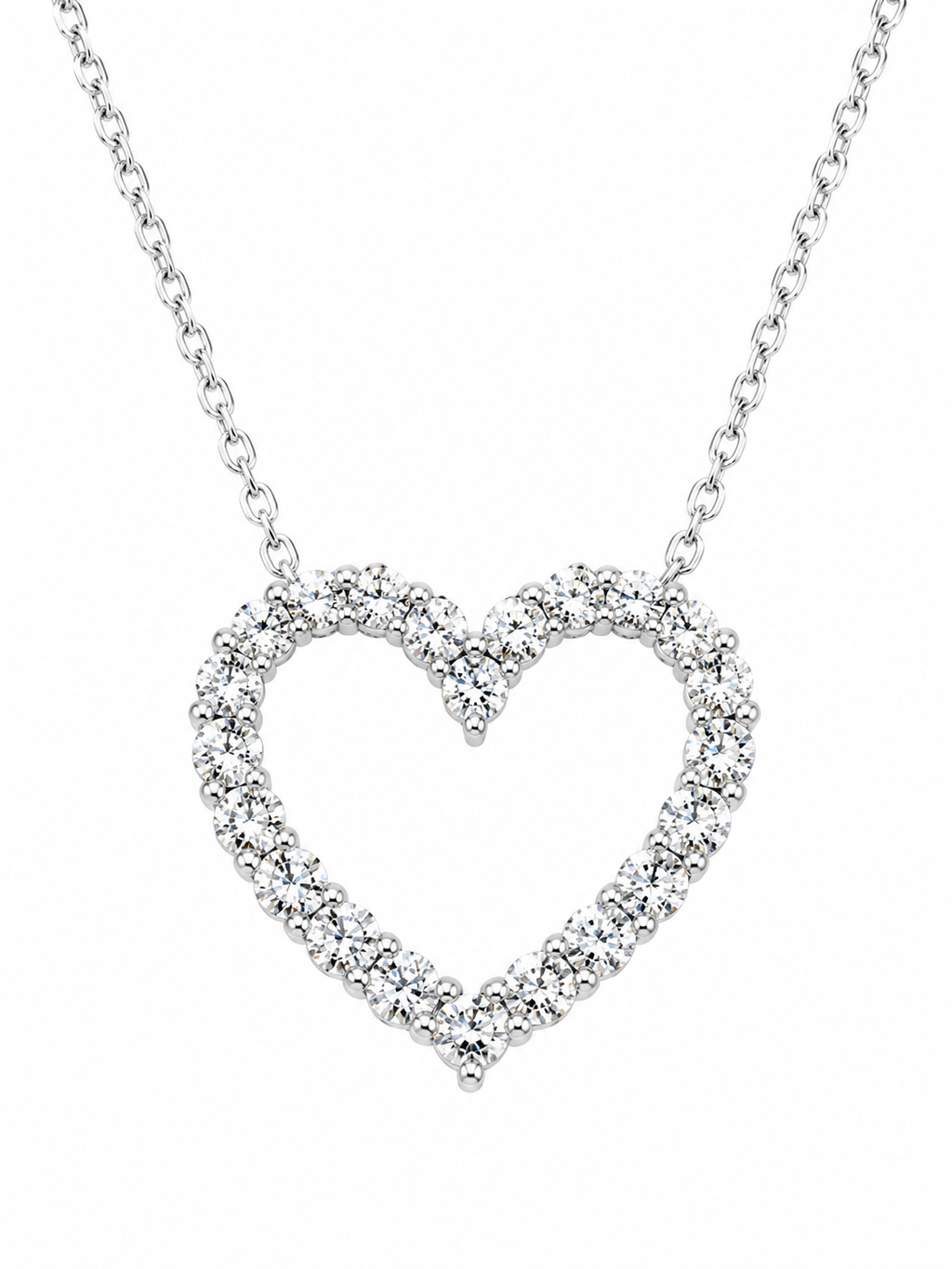 COLAR CORAÇÃO MOISSANITE 2.1MM PRATA 925