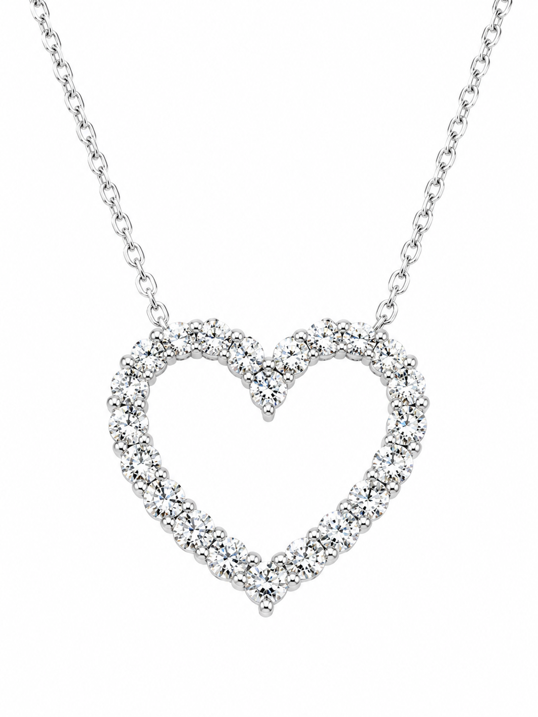 COLAR CORAÇÃO MOISSANITE 2.1MM PRATA 925