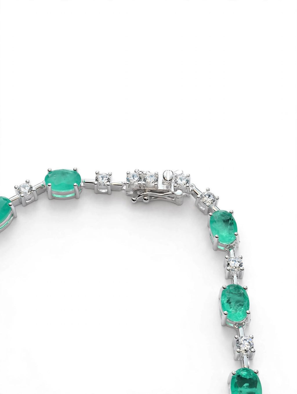 Colar Riviera Pedra Fusion Verde Paraíba Oval - Prata 925 | Coleção Paraíba Fusion (Pulseira vendida separadamente)