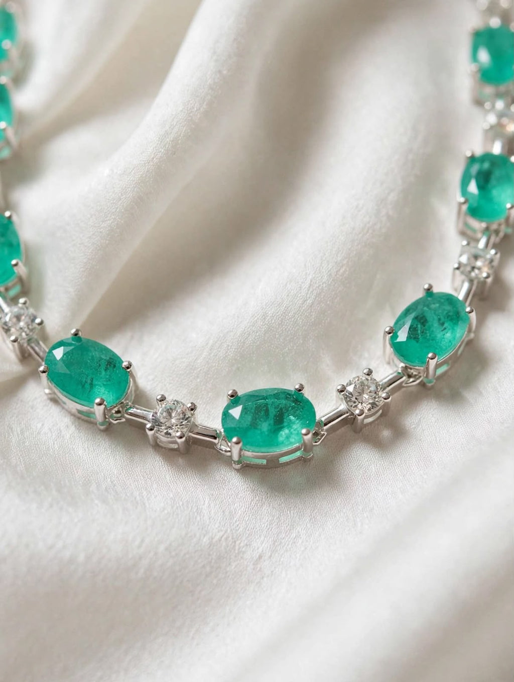 Colar Riviera Pedra Fusion Verde Paraíba Oval - Prata 925 | Coleção Paraíba Fusion (Pulseira vendida separadamente)