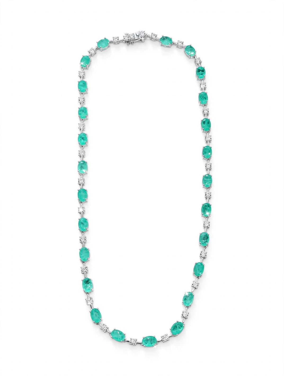 Colar Riviera Pedra Fusion Verde Paraíba Oval - Prata 925 | Coleção Paraíba Fusion (Pulseira vendida separadamente)