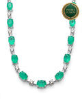 Colar Riviera Pedra Fusion Verde Paraíba Oval - Prata 925 | Coleção Paraíba Fusion (Pulseira vendida separadamente)