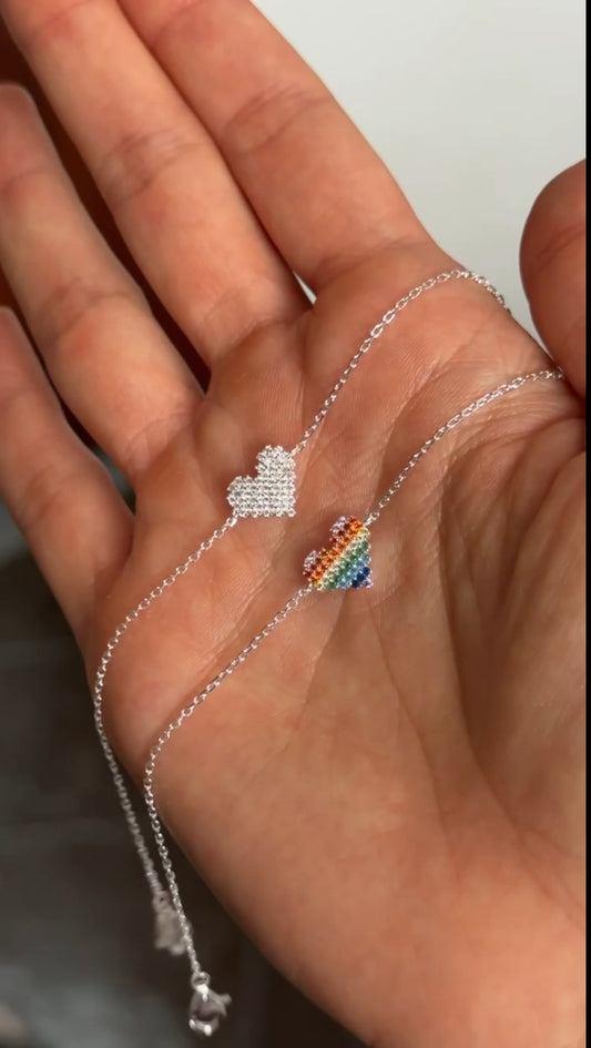 PULSEIRA CORAÇÃO PIXELS EM PRATA 925