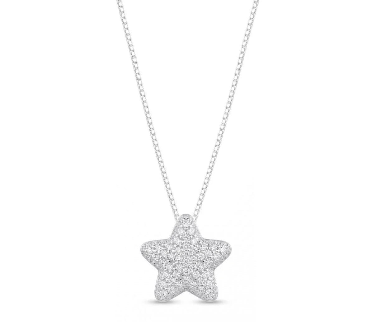 COLAR ESTRELA CRAVEJADA PRATA 925