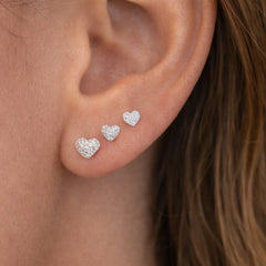 TRIO DE BRINCOS CORAÇÃO CRAVEJADO