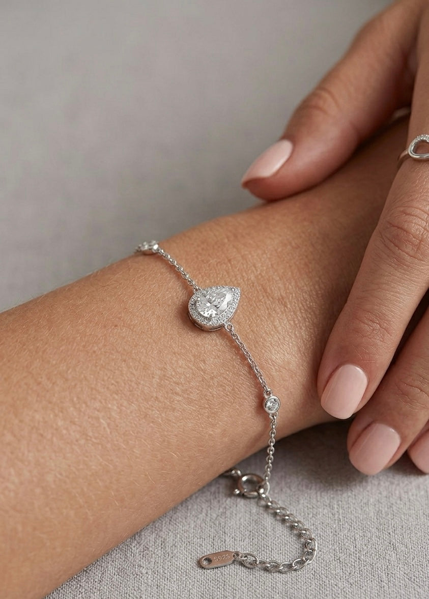 PULSEIRA GOTA PRATA 925 COM BANHO DE RÓDIO