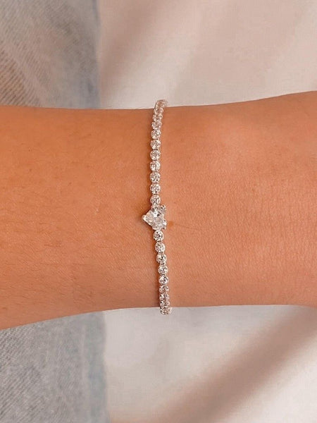 PULSEIRA RIVIERA CORAÇÃO PRATA 925