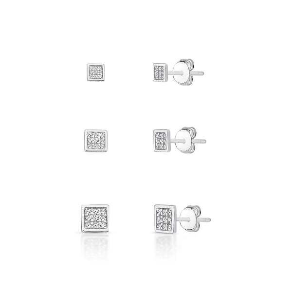 TRIO DE BRINCOS QUADRADO