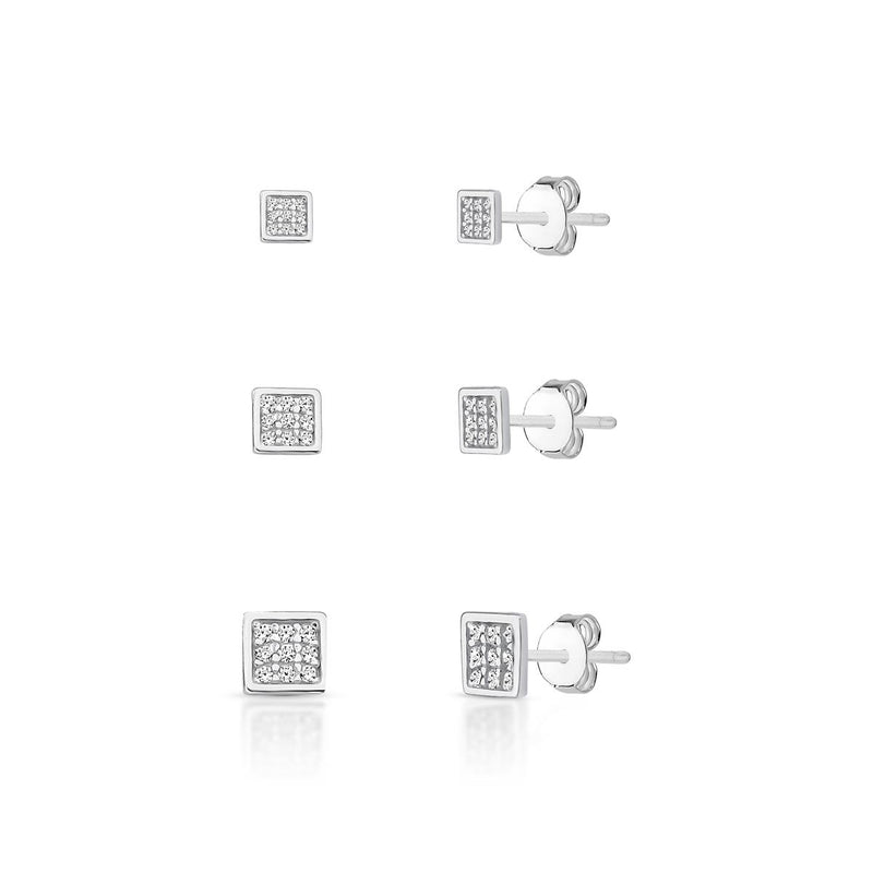 TRIO DE BRINCOS QUADRADO