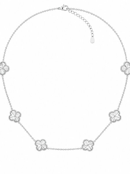 COLAR 6 TREVOS LISO PRATA 925