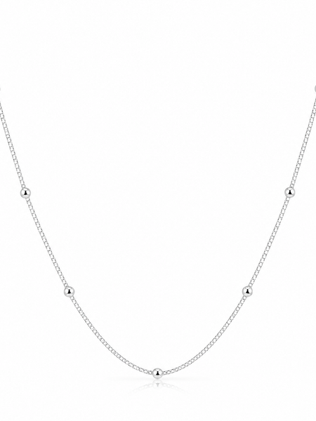 COLAR VENEZIANA BOLINHAS 40CM PRATA 925