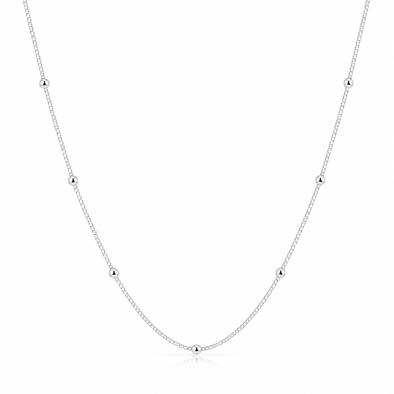 COLAR VENEZIANA BOLINHAS 40CM PRATA 925
