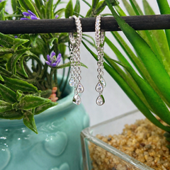 ARGOLA COM CORRENTES E GOTAS PRATA 925