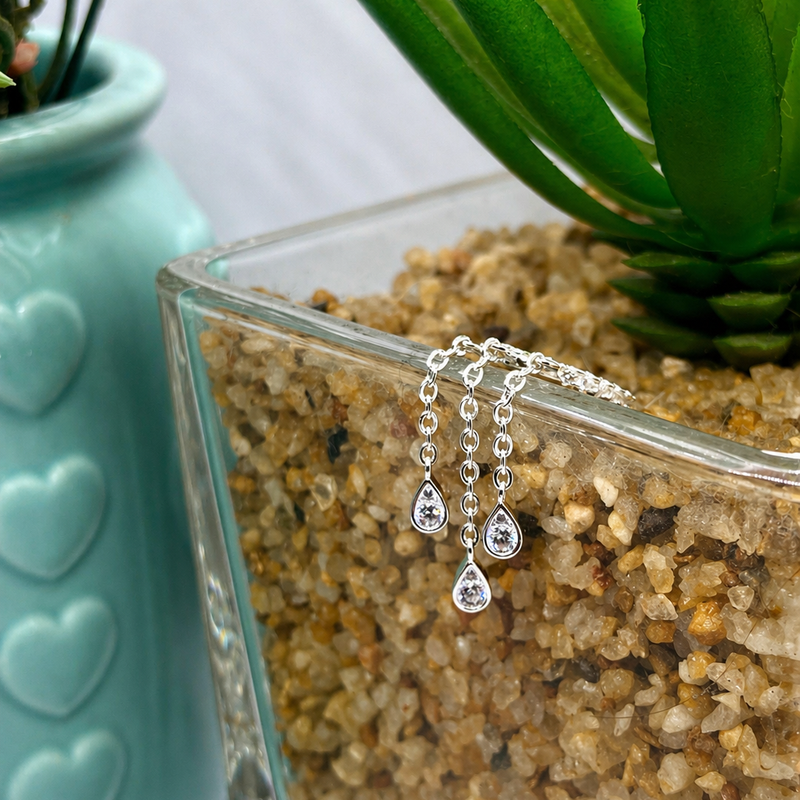 ARGOLA COM CORRENTES E GOTAS PRATA 925