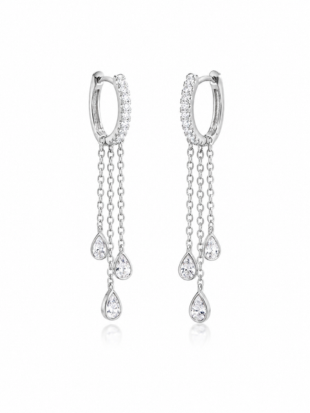 ARGOLA COM CORRENTES E GOTAS PRATA 925