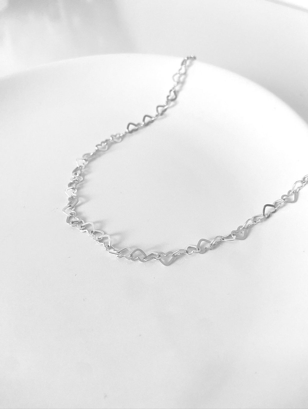 COLAR ELO CORAÇÃO 40CM PRATA 925