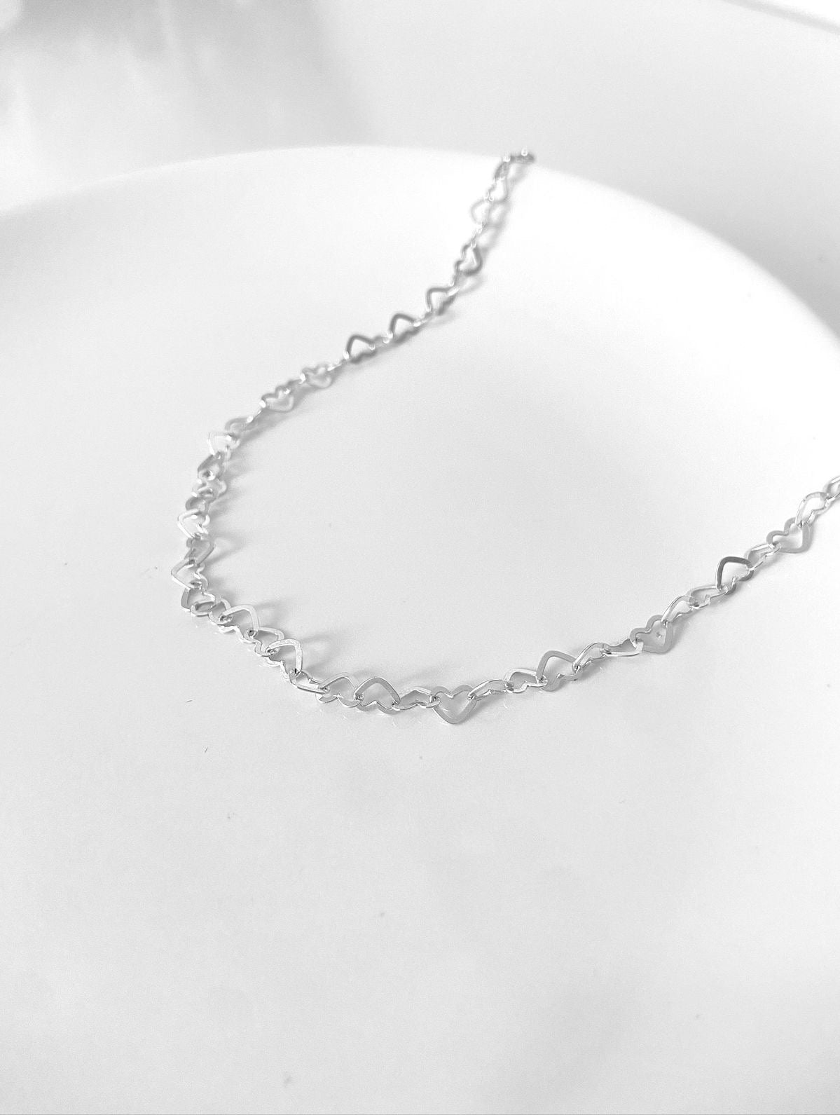 COLAR ELO CORAÇÃO 40CM PRATA 925