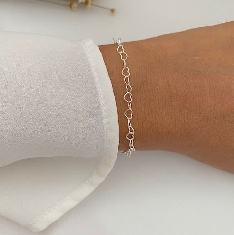 PULSEIRA ELO CORAÇÃO PRATA 925
