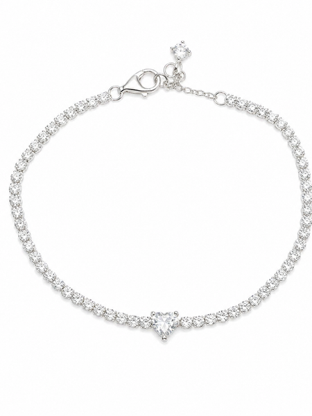 PULSEIRA RIVIERA CORAÇÃO PRATA 925