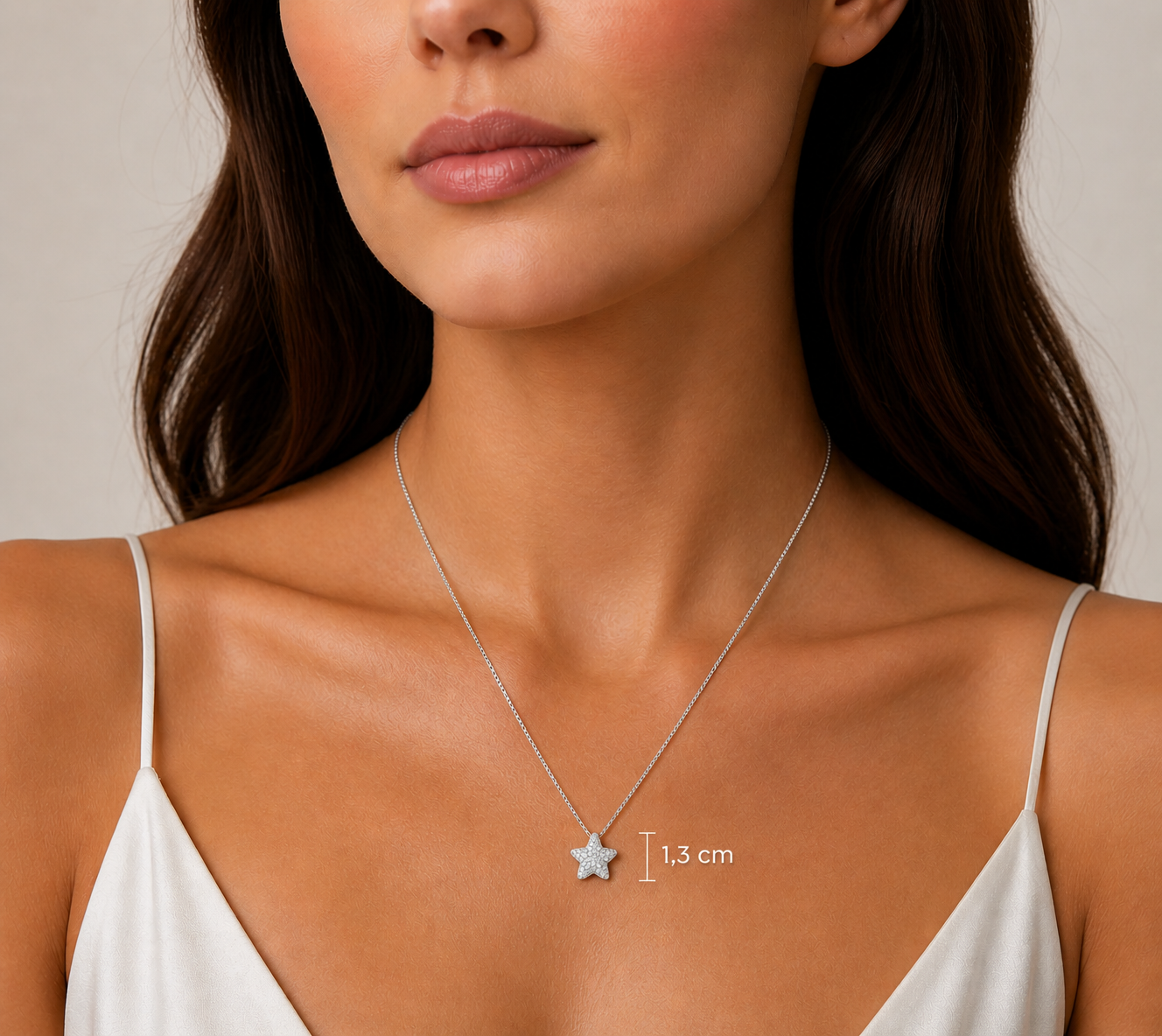 COLAR ESTRELA CRAVEJADA PRATA 925