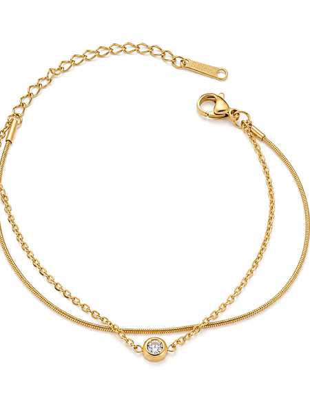 PULSEIRA DUPLA AÇO INOXIDÁVEL DOURADO