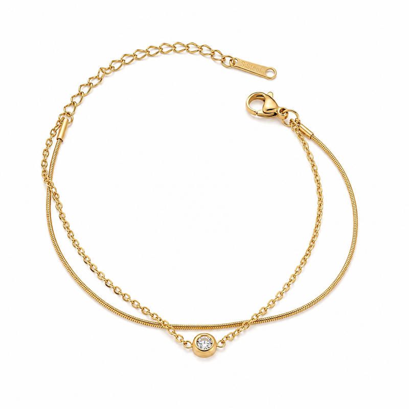 PULSEIRA DUPLA AÇO INOXIDÁVEL DOURADO