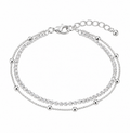 PULSEIRA DUPLA RIVIEIRA CRISTAL E BOLINHAS SEMIJOIA PRATEADA