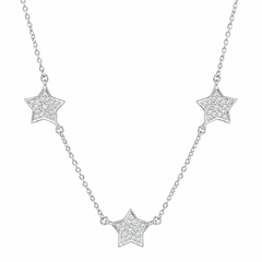 COLAR 3 ESTRELAS CRAVEJADA PRATA 925