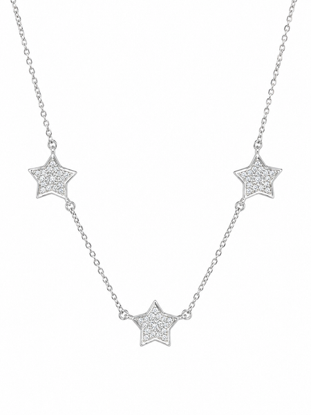 COLAR 3 ESTRELAS CRAVEJADA PRATA 925