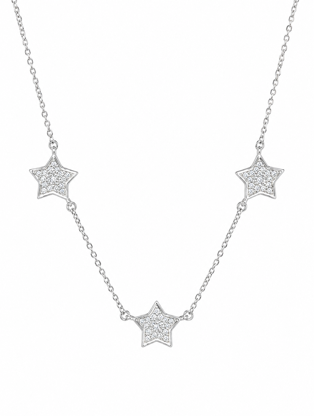 COLAR 3 ESTRELAS CRAVEJADA PRATA 925