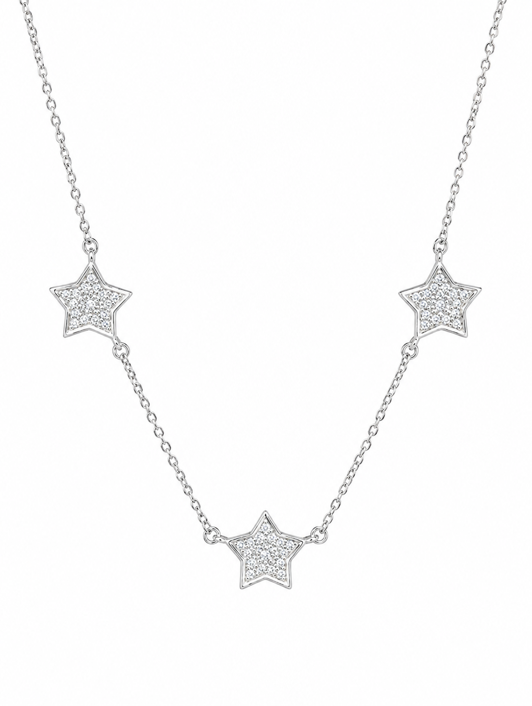 COLAR 3 ESTRELAS CRAVEJADA PRATA 925