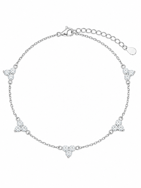PULSEIRA 3 PÉTALAS CRISTAL PRATA 925